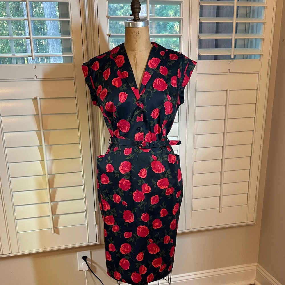 Classic Vintage Dress - Black and RedFloral by Retrospec’d nwt 9-12-005
